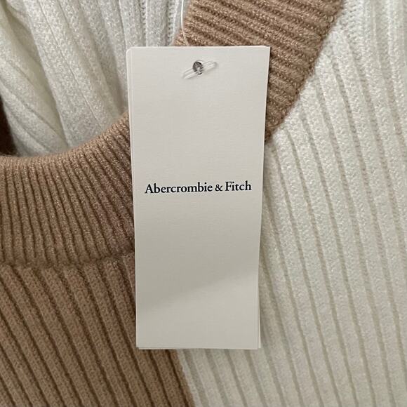 Abercrombie & Fitch Sweater Womens Small Tan Luxeloft Colorblock Ribbed Knit - Picture 11 of 12